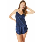 Lingerie Chic Summer Sexy Hot Beathable Soft Satin Silk Babydoll Lingerie Set Nighty
