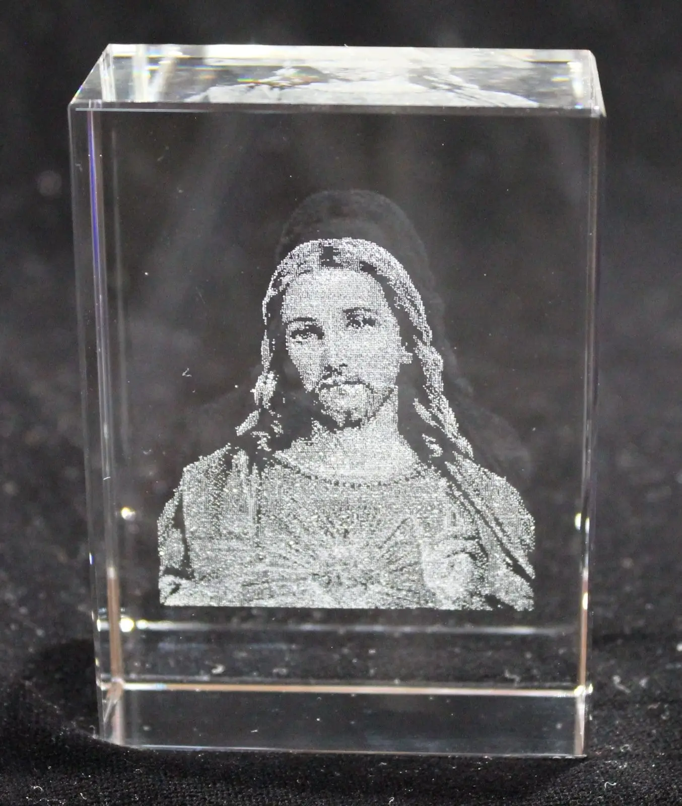 3d Laser Etched Crystal Paperweight Jesus Christ Christian Gift Mh