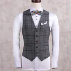 new design plaid wool mens waistcoat formal waistcoat vest for men