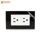 Family Wall 2 Gang Socket Vietnam Family Using 16A Glass Panel Power 2 Gang Socket Receptacle Electrical Wall Socket