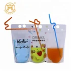 Clear drink bags transparent plastic bag ziplock packaging drink pouches with straw drink pouch,3600pcs/box