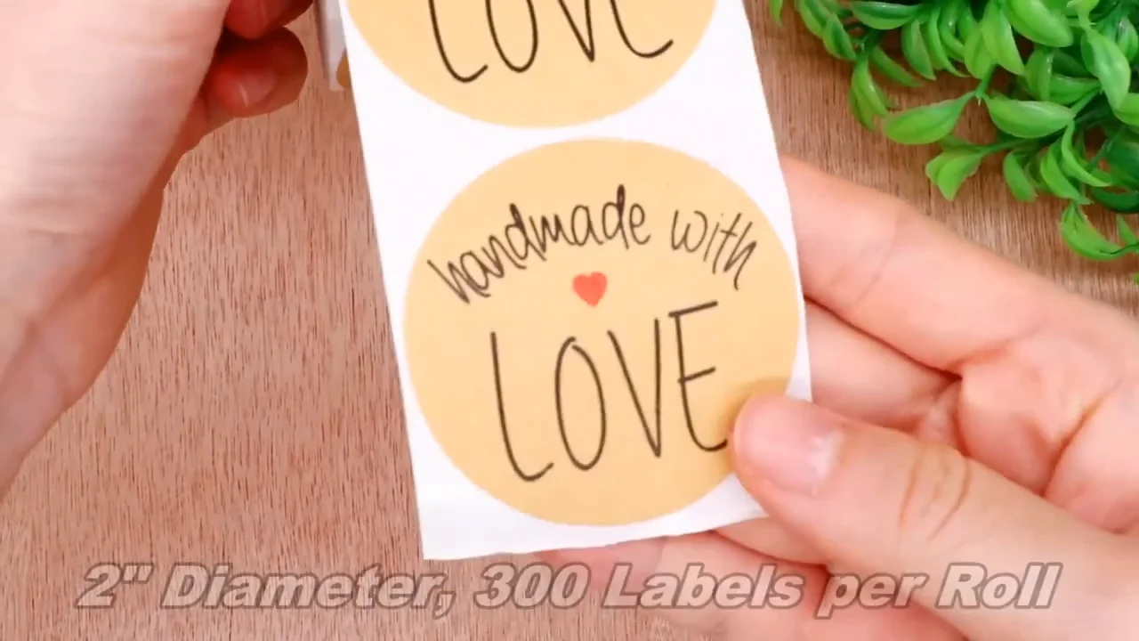 hybsk kraft handmade with love stickers with black font total 2