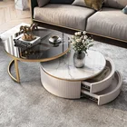 Foshan Jieshi Luxury Furniture Gold Stainless Steel Frame Sectional Coffee Table