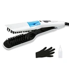 Temperature Control Electric Steam Hair Straightener Brush With Hang Up Loop