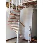 Indoor Stainless Steel Railing With Wooden Treads Spiral Staircase