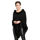 D1652 Fashion Womens Oversized Pashmina Fur Cashmere Knitted Blanket Poncho Shawl Scarf