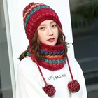 Peru trendi custom printed beanie knitted winter cap beanie jacquard knitted scarves and hats set scarf