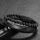 Leather Bracelet Leatherleather Stone Bracelet High Quality Natural Lava Stone Braided Genuine Leather Bracelet Men/