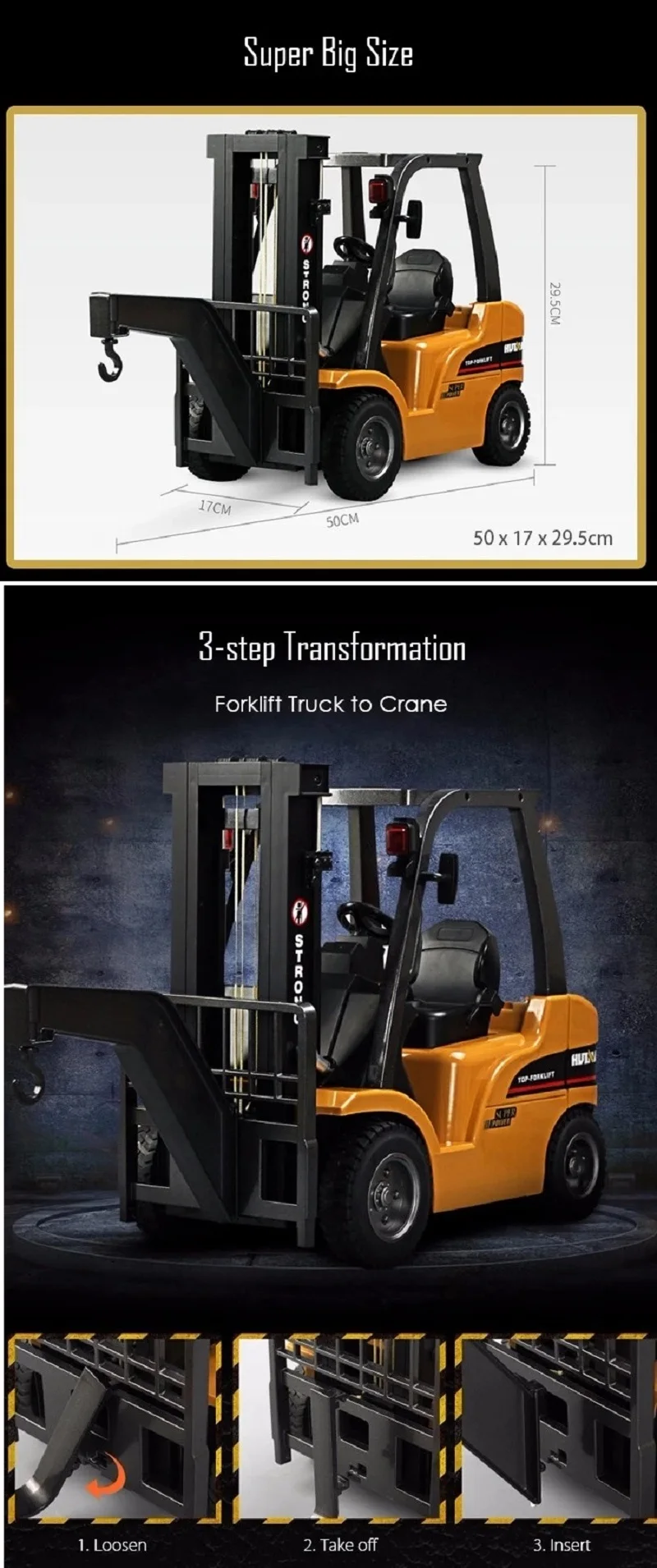 1:10 8CH alloy forklift huina 1577 Radio remote Control car toys (7)