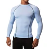 Wholesale dry fit seamless man t shirt polyester long sleeve muscle fitness tshirt gym