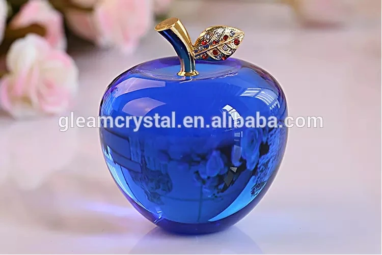 natural color red glass crystal apple for christmas gifts