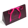 Surprise Sweet Folding Gift Paper Box Packaging Custom Cardboard Triangle Gift Box with Ribbon Closure