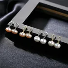 Jewelry Earring Fashion Luxury 925 Sterling Silver Jewelry 18k Plated Gold Flat Oval Dangle Pearl Earring