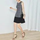 Plaid dresses women party summer sleeveless round neck sexy dress women evening+dresses