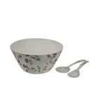 Custom melamine free bamboo fiber salad bowl with spoon and fork