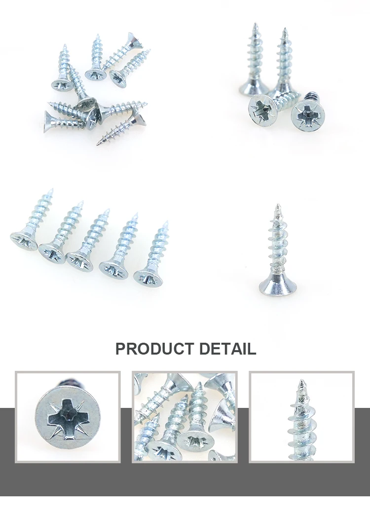 Hot Sale Counter Sunk Chipboard Screws Pozi Drive Screw Blue Zinc