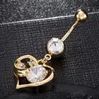 women Heart shape Zircon body jewelry Piercing belly bar navel rings belly button body piercing jewelry