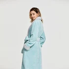 Flannel Ladies' Flannel Bathrobe Flannel Customized Fur Collar Winter Flannel Nightgown Long Woman Ladies' Bathrobes