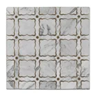 Samistone Bianco Carrara Mixed Brass Square Pattern Water Jet Marble Mosaic Wall Tile
