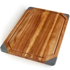 Reversible Acacia Wood Chopping Block Kitchen Cutting Board with Silicone Corners and Juice Groove