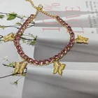 Butterfly Imitation Pearl Beads pulsera Charm Bracelet Jewelry Bracelet Pink Girl Bracelet