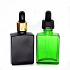 30ml square shape frosted glass perfume bottle with gold glass dropper