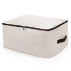 Cotton Canvas Storage Bags Foldable Underbed Storage Bag for Comforters, Blanket, Bedding, Duvet, Beige