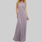 women pink evening dress ruffles halter neck hole back open sleeveless plain islam long fitted dress fabric