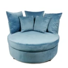 French furniture velvet fabric sofa living room luxury round single sofa