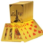 Custom Printing paper plastic golden 24k poker set box gold plated playing cards