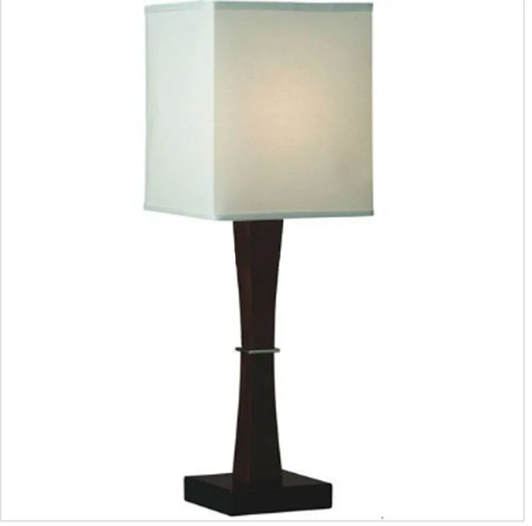 Modern stain black Wooden Table Lamp/desk lamp with White fabric