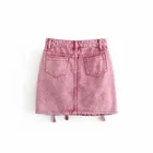 Women's casual high waist a line style pink denim short skirts for lady made in guangzhou