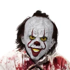 Stephen King's It Pennywise Mask Halloween Horror Clown Joker Mask with wig Cosplay Costume Props