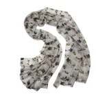 Long Wool Scarf Digitally Printed Shawl With Animal Print