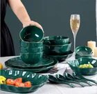 Wholesale irregular shape modern luxury tableware serving plate sets ceramic dinner set with gold rimmed