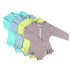 82/18 Nylon Spandex Uv Protection Long Sleeve Rush Guard Kid Girl's Swimwear