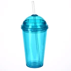 custom logo 16oz double wall reusable plastic drinking cups with dome lid