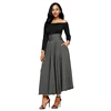 Factory sale new products women belted long maxi skirt ladies high waist pleated skirt
