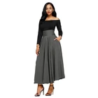 Factory sale new products women belted long maxi skirt ladies high waist pleated skirt