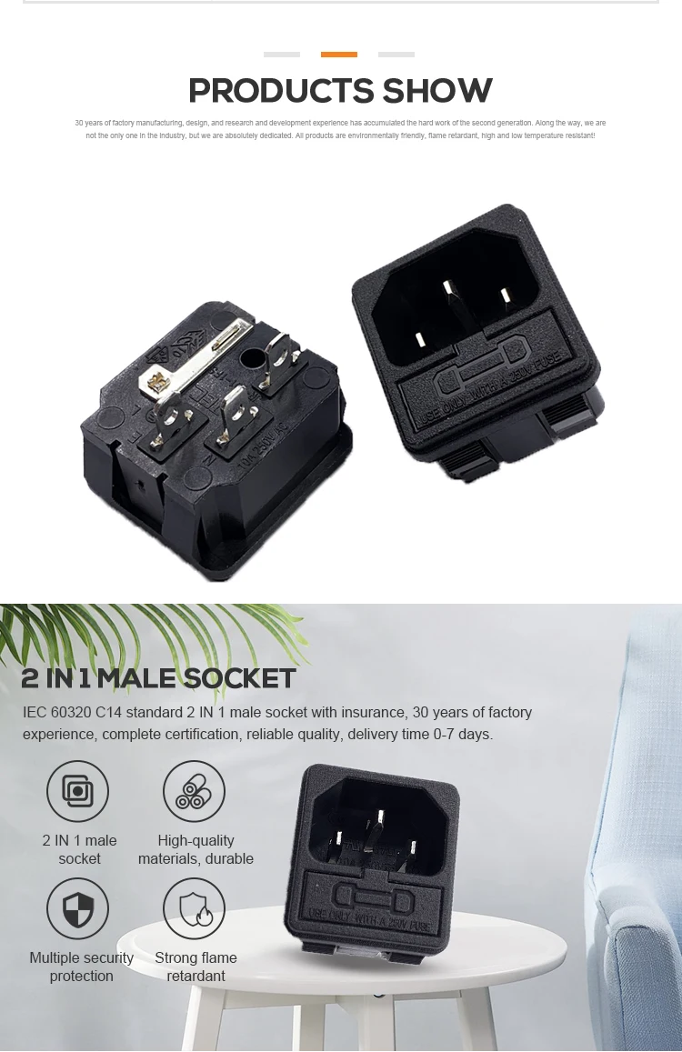IEC JR-101-1FS industrial outlet socket female power connector 10A 250V insert type