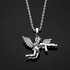 Stainless steel twist chain angel pendant jewelry Artificial diamond neckl aceangel wings necklace