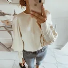 O-neck Women Lantern Long Sleeve Blouse Tops Ladies' Blouses