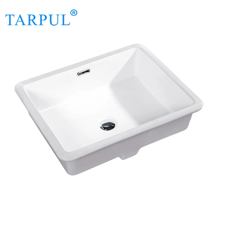 Classic Square Undermount Washbasin Ceramic Overflow Lavatory Bathroom Single Bowl Hotel Under Counter Sink factory