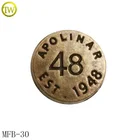 Custom antique brass designer pants rivet buttons engraved logo jeans button western snap button