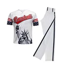 Wholesale polyester dry fit full button down baseball jersey baseball pant sets