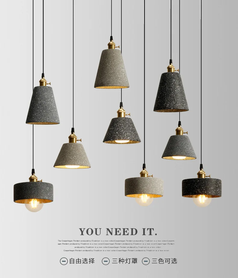 Modern design Concrete indoor lighting Artdecolite nordic terrazzo led pendant lamp
