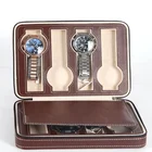 2/4/8 Grids PU Leather Watch Storage Case Zipper Watch Box Organizer