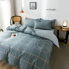 Wholesale and customized textile plaid pattern 100% polyester bedspread sheet set bedding