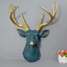 Wall Decoration Artificial Deer Statue blue Resin Deer Head ANIMAL FIGURE