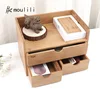 Bamboo wooden jewellery home storage & organization cosmetics box with 3 drawers